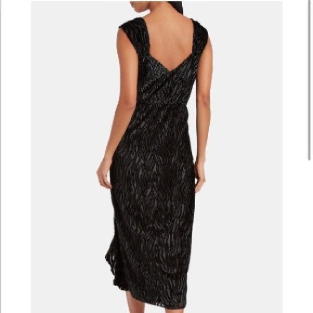 SAYLOR Farrah Tiger Metallic Velvet Burnout Divoré Wrap Style Midi Slit Dress - Picture 7 of 16